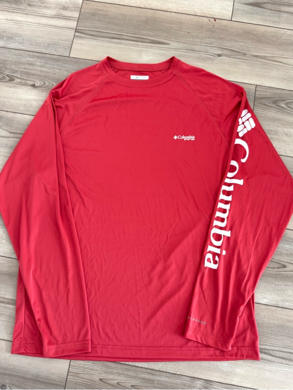 Columbia Men's Long Sleeve Performance Shirt - Crimson Red with White Logo
